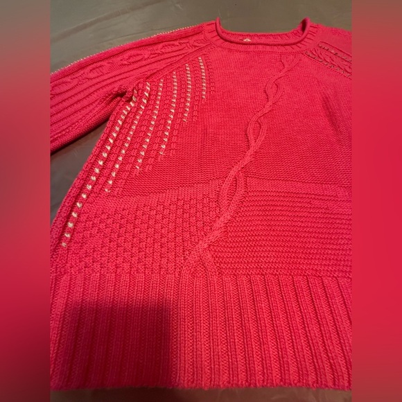 NWT NIC+ZOE Pink Roundneck Lightweight Crafted Cables Sweater Size LP MSRP $168 - Picture 7 of 14